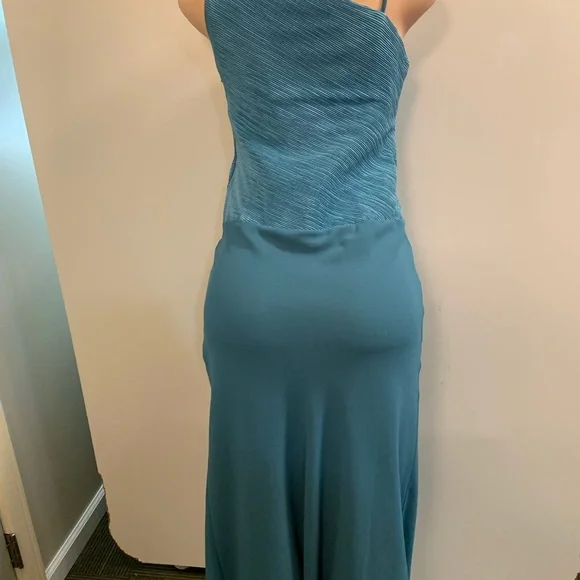 Women junior green blue sleeveless bodycon maxi dress size (M) zipper on the sid - Picture 8 of 9